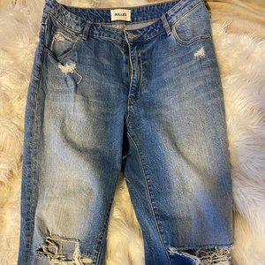 Rollas - Mid High Rise Slim Miller with Knee Rips